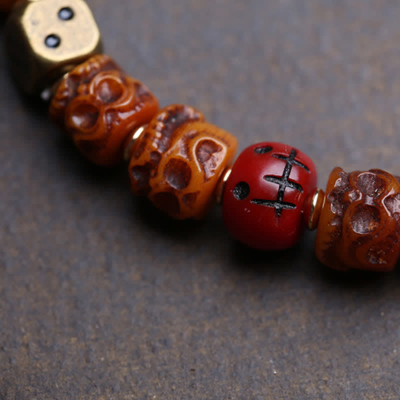 Buddha Stones Tybetańska ręcznie rzeźbiona bransoletka ochronna z koralików z kości Władcy Zwłok - image 4