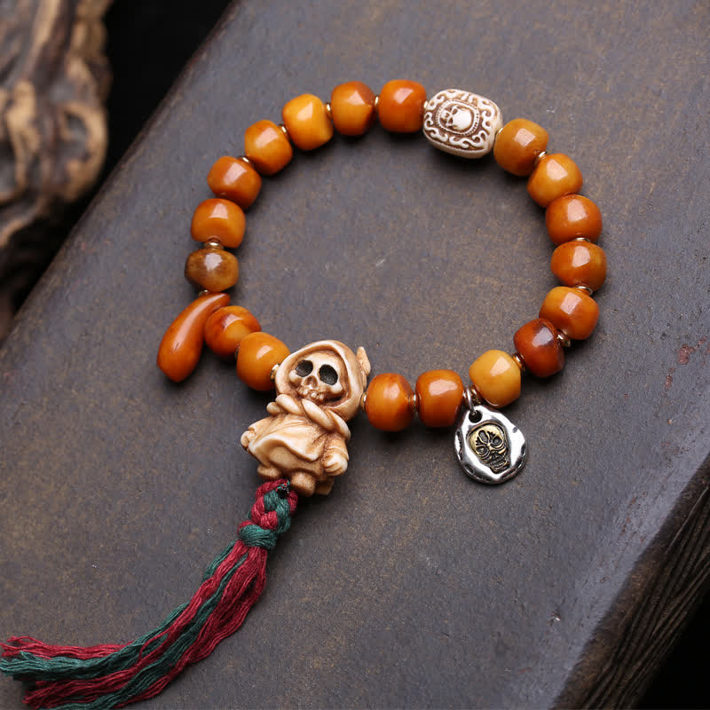 Buddha Stones Bransoletka z koralików kostnych Władca Lasu Zwłok Siła i Ochrona - Władca Lasu Zwłok - 10×7 mm - image 0