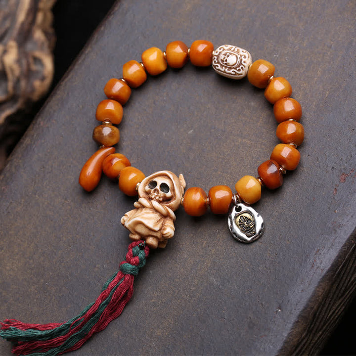 Buddha Stones Bransoletka z koralików kostnych Władca Lasu Zwłok Siła i Ochrona - Władca Lasu Zwłok - 10×7 mm - image 0