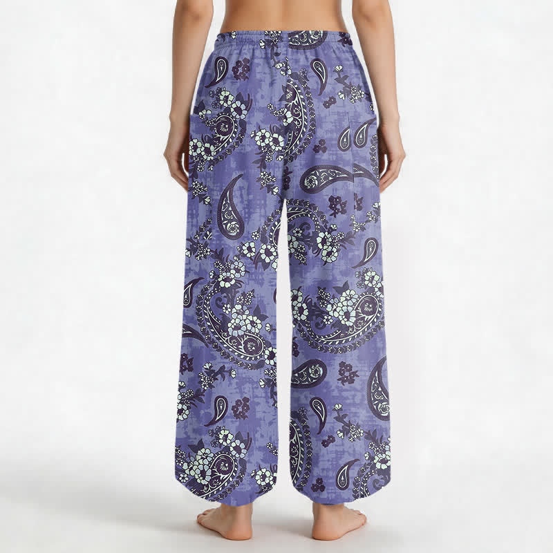 Buddha Stones Spodnie damskie typu harem z bawełny w stylu vintage z motywem paisley i kwiatowym, z elastyczną talią i kieszeniami bocznymi - image 12