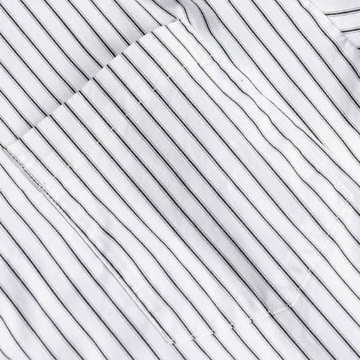 Buddha Stones Koszule męskie z długim rękawem i kieszeniami, wiosenne i jesienne, zapinane na guziki, w paski, bawełniane - image 10