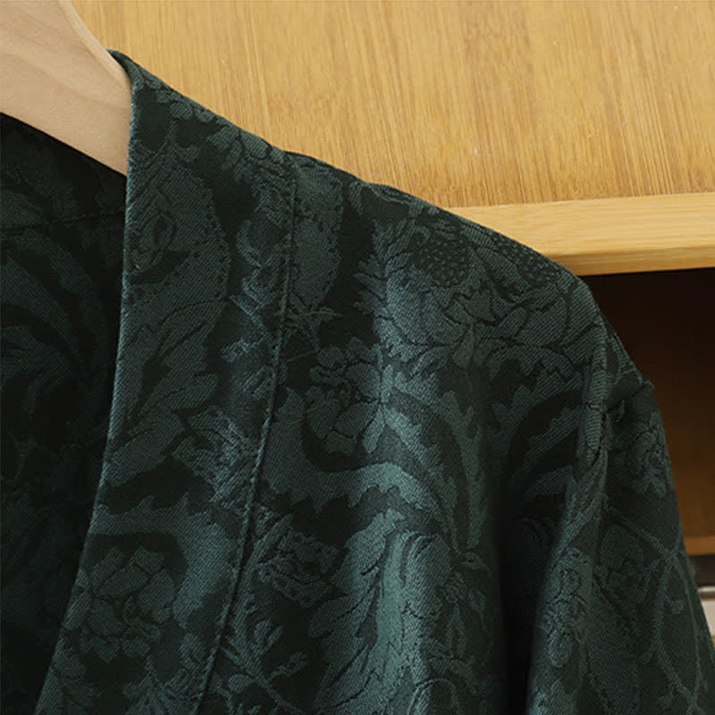 Buddha Stones Jesienne kimono damskie w stylu vintage ze ściągaczem i kwiatowym wzorem - image 5
