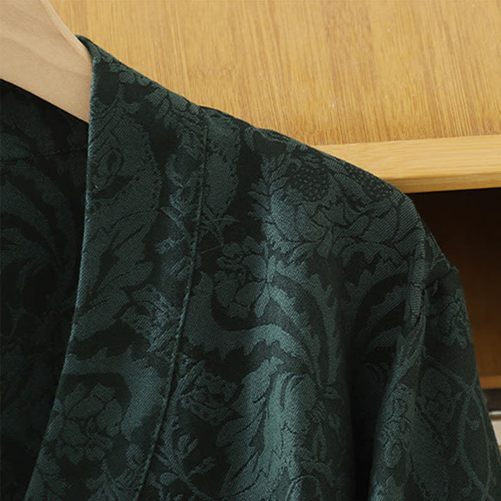Buddha Stones Jesienne kimono damskie w stylu vintage ze ściągaczem i kwiatowym wzorem - image 5