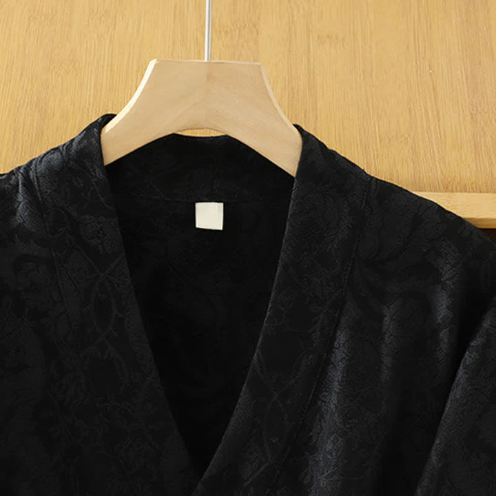 Buddha Stones Jesienne kimono damskie w stylu vintage ze ściągaczem i kwiatowym wzorem - image 10