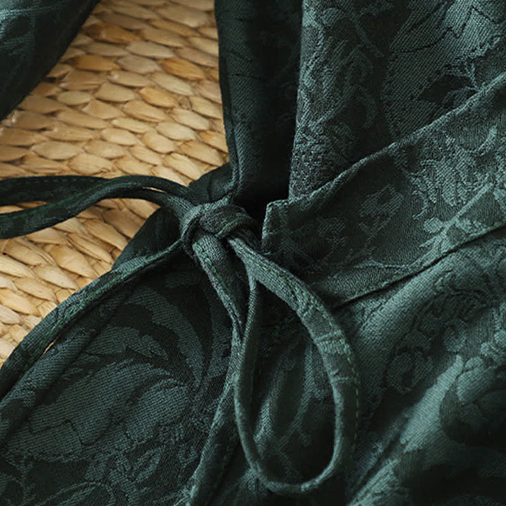 Buddha Stones Jesienne kimono damskie w stylu vintage ze ściągaczem i kwiatowym wzorem - image 6
