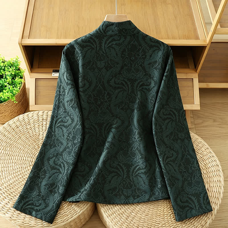 Buddha Stones Jesienne kimono damskie w stylu vintage ze ściągaczem i kwiatowym wzorem - image 1