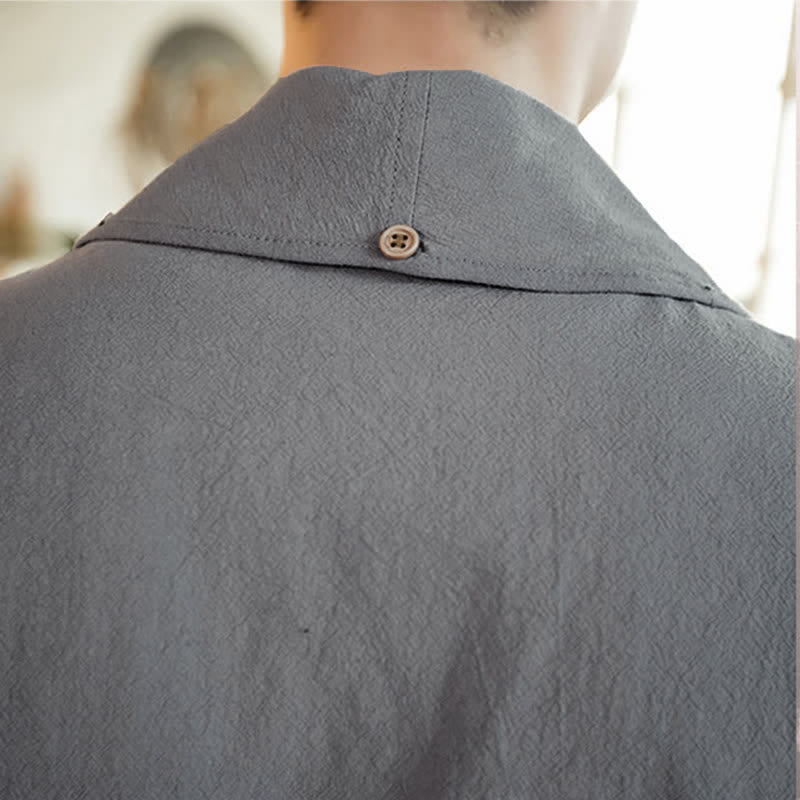 Buddha Stones Wiosna Jesień Swobodny Minimalistyczny Jednolity Męski Kimono - image 11