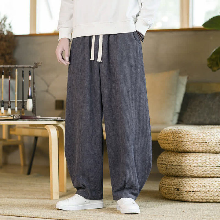 Buddha Stones Spodnie męskie zwężane na jesień i zimę, minimalistyczne, ściągane sznurkiem, z kieszeniami - DimGray - US/UK/AU46, EU56 (5XL) - image 0