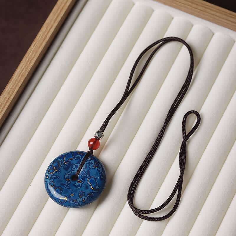 Buddha Stones Naszyjnik z plecionego sznurka Peace Buckle - Losowy wzór w kolorze niebieskim - image 1