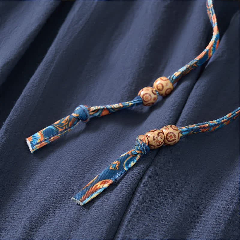 Buddha Stones Spodnie męskie w stylu boho, wiosenno-letnim, z elastycznym pasem i ściągaczem, w geometrycznym stylu, z kieszeniami - image 19