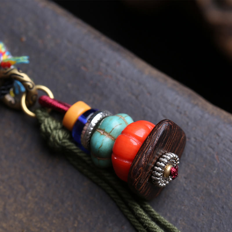 Buddha Stones Naszyjnik z frędzlami LiuLi z motywem kamieni mani w stylu tybetańskim - image 3