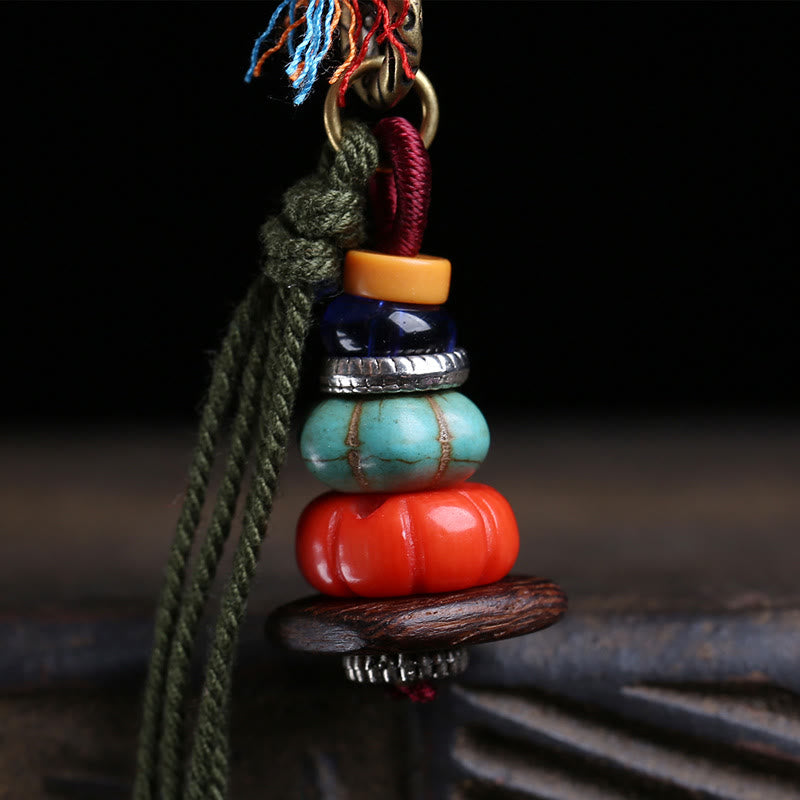 Buddha Stones Naszyjnik z frędzlami LiuLi z motywem kamieni mani w stylu tybetańskim - image 2