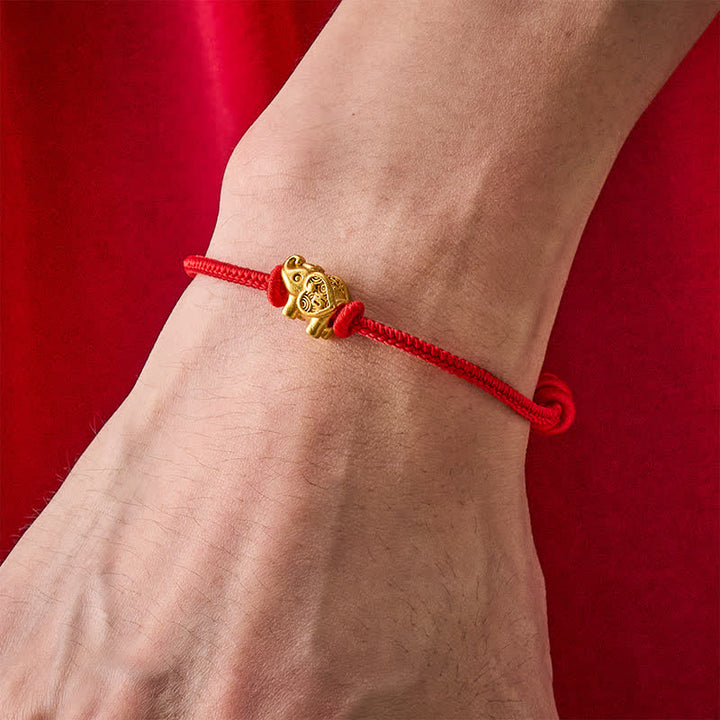 Buddha Stones Bransoletka z miedzianego sznurka Elephant Red String Strength - image 3
