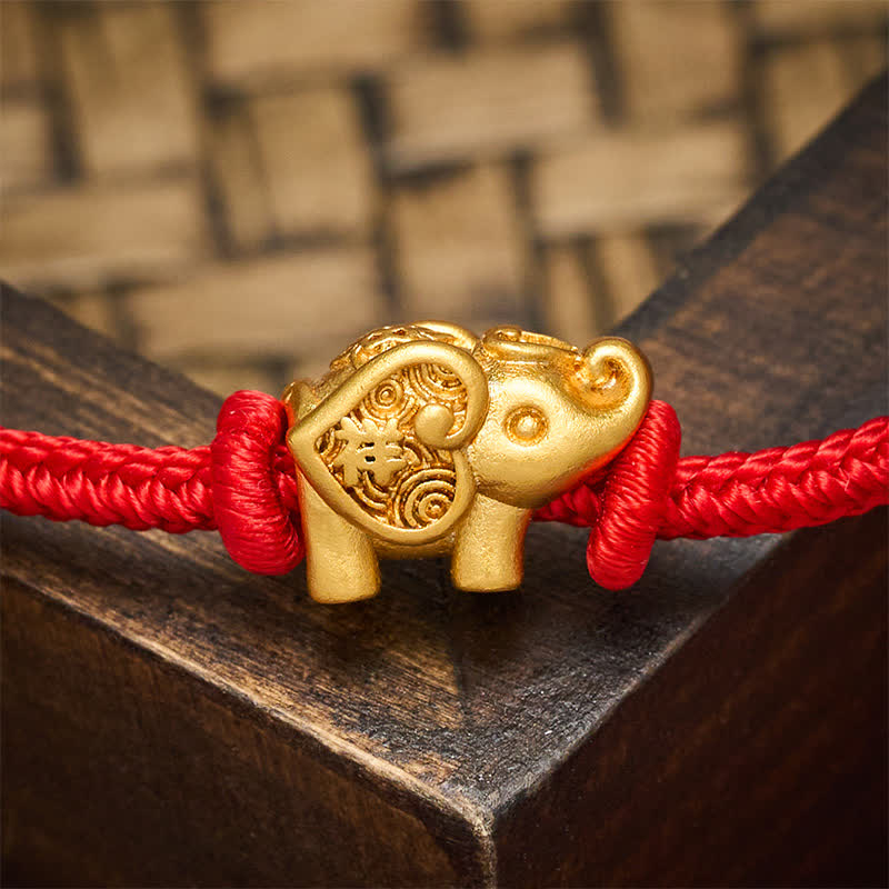 Buddha Stones Bransoletka z miedzianego sznurka Elephant Red String Strength - image 4