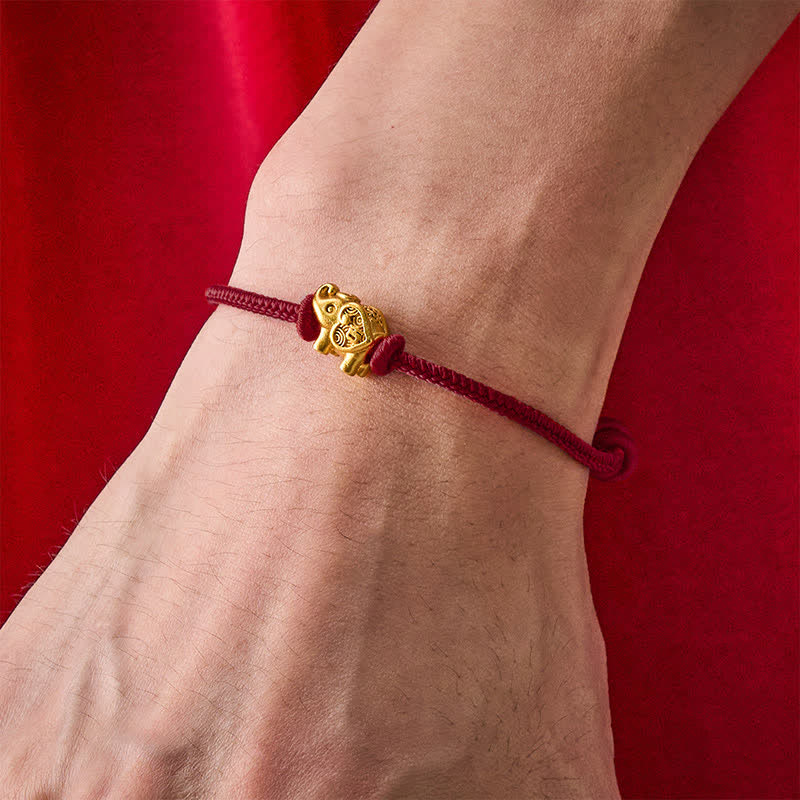 Buddha Stones Bransoletka z miedzianego sznurka Elephant Red String Strength - image 12