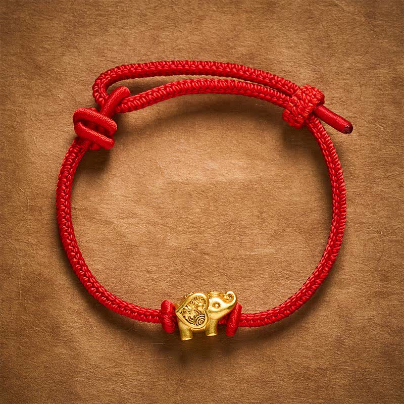 Buddha Stones Bransoletka z miedzianego sznurka Elephant Red String Strength - image 2