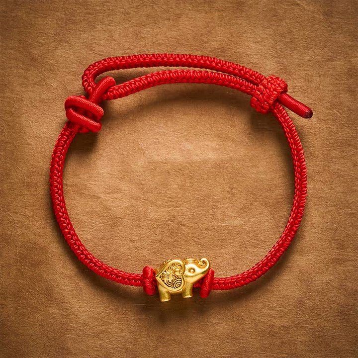 Buddha Stones Bransoletka z miedzianego sznurka Elephant Red String Strength - image 2