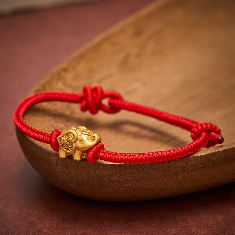 Buddha Stones Bransoletka z miedzianego sznurka Elephant Red String Strength - image 1