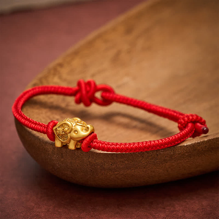 Buddha Stones Bransoletka z miedzianego sznurka Elephant Red String Strength - image 1