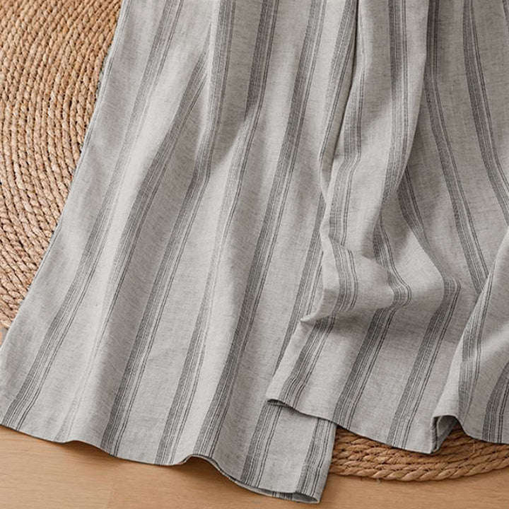 Buddha Stones Spodnie damskie z szerokimi nogawkami i kieszeniami, wiosenne i letnie, w paski i ściągacze - image 7