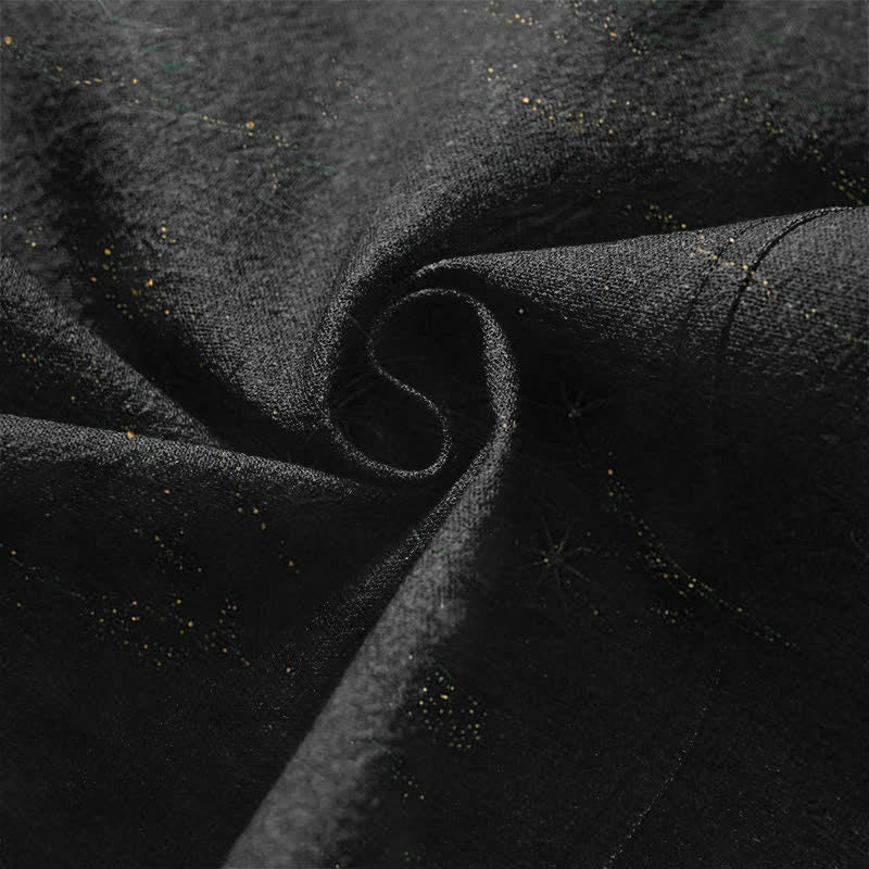 Buddha Stones Bawełniane kimono męskie z odkrytym przodem i wzorem Golden Crane Rolling Waves - image 5