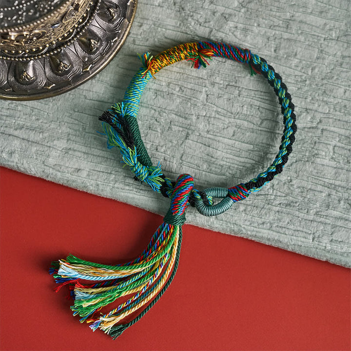 Buddha Stones Bransoletka z regulowanymi frędzlami w stylu retro boho z bawełnianej liny - image 11