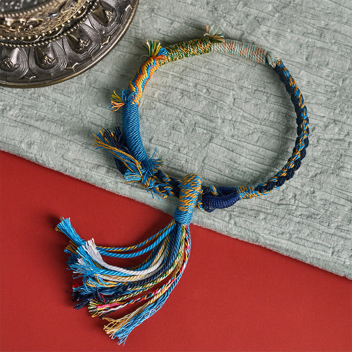 Buddha Stones Bransoletka z regulowanymi frędzlami w stylu retro boho z bawełnianej liny - image 17