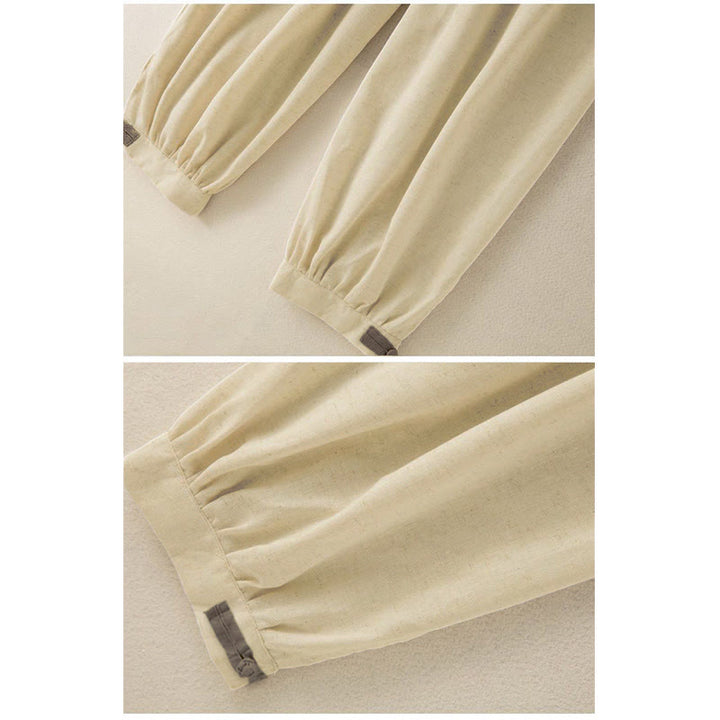 Spodnie haremowe damskie Buddha Stones Plain Cotton Drawstring z kieszeniami - image 5