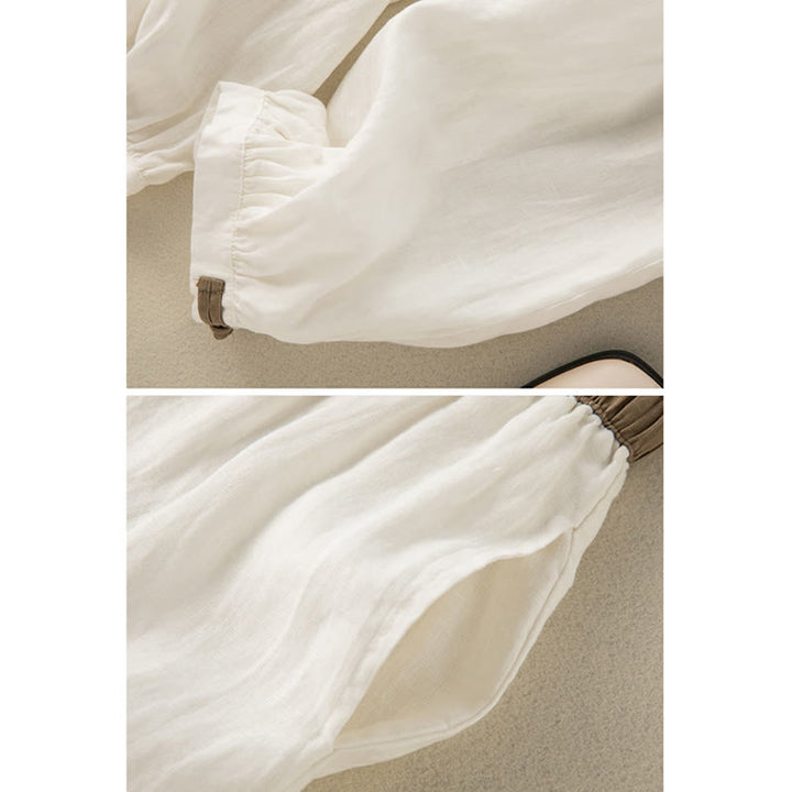 Spodnie haremowe damskie Buddha Stones Plain Cotton Drawstring z kieszeniami - image 7