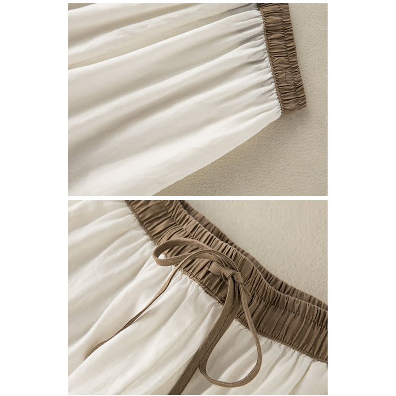 Spodnie haremowe damskie Buddha Stones Plain Cotton Drawstring z kieszeniami - image 9
