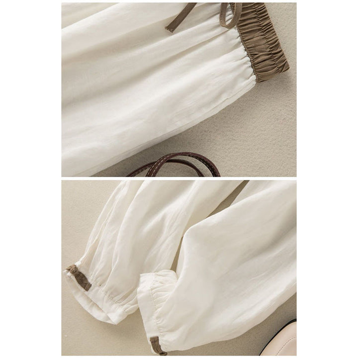 Spodnie haremowe damskie Buddha Stones Plain Cotton Drawstring z kieszeniami - image 8