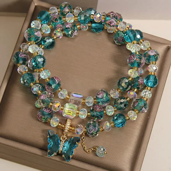 Buddha Stones Bransoletka Liuli Glass Bead Butterfly Transformation Triple Wrap - image 2