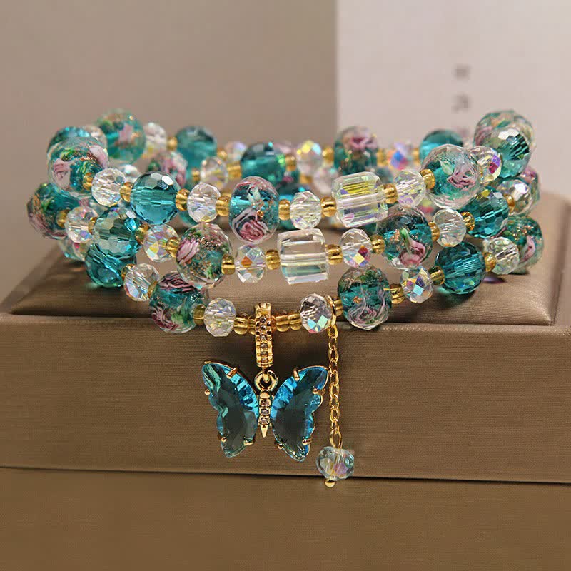 Buddha Stones Bransoletka Liuli Glass Bead Butterfly Transformation Triple Wrap - image 8