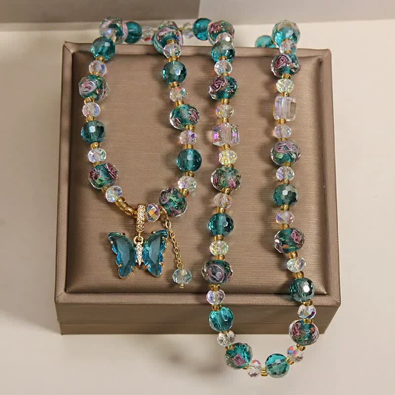 Buddha Stones Bransoletka Liuli Glass Bead Butterfly Transformation Triple Wrap - image 4