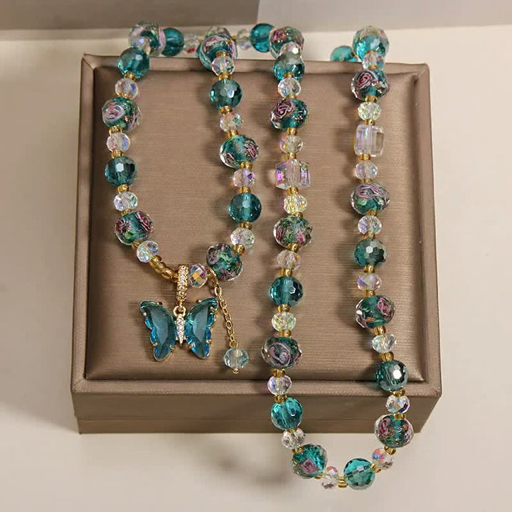 Buddha Stones Bransoletka Liuli Glass Bead Butterfly Transformation Triple Wrap - image 4