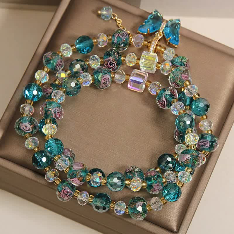 Buddha Stones Bransoletka Liuli Glass Bead Butterfly Transformation Triple Wrap - image 3