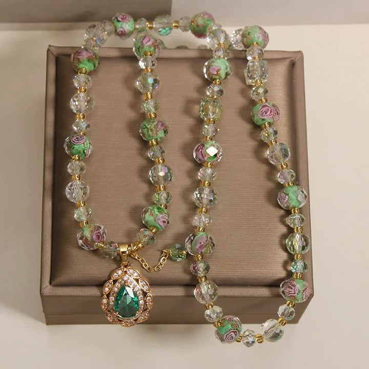 Buddha Stones Bransoletka energetyczna Golden Liuli Glass Rose Garden Teardrop Triple Wrap - image 4