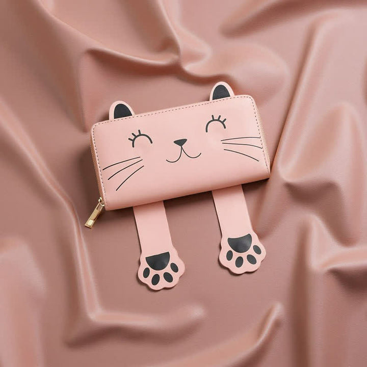 Buddha Stones Portmonetka Sweet Kitten ze skóry PU z długim zamkiem błyskawicznym - image 1