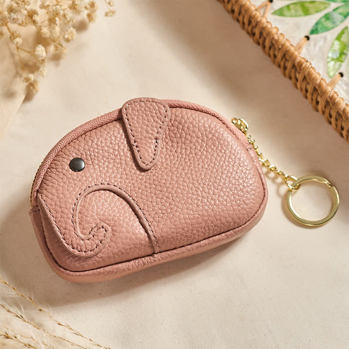 Buddha Stones Mini torebka z zamkiem błyskawicznym ze skóry PU Elephant Wisdom - Jasnoróżowy (ok. 12,5 cm × 2 cm × 8,5 cm) - image 0