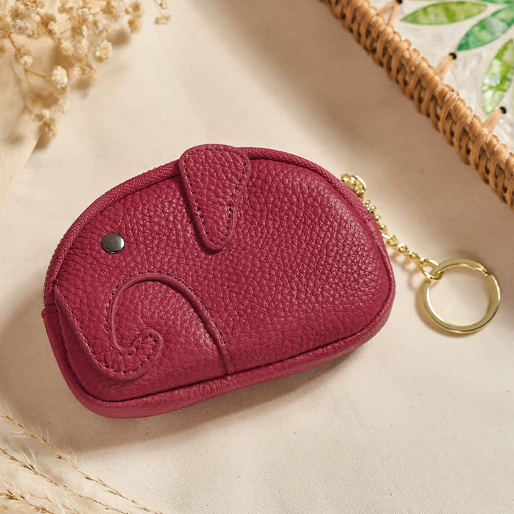 Buddha Stones Mini torebka z zamkiem błyskawicznym ze skóry PU Elephant Wisdom - Ciemnoczerwony (ok. 12,5 cm × 2 cm × 8,5 cm) - image 26