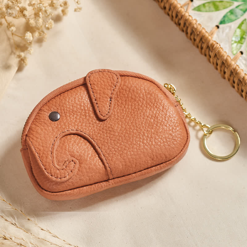 Buddha Stones Mini torebka z zamkiem błyskawicznym ze skóry PU Elephant Wisdom - Ciemnopomarańczowy (ok. 12,5 cm × 2 cm × 8,5 cm) - image 10