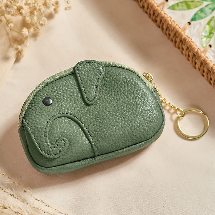 Buddha Stones Mini torebka z zamkiem błyskawicznym ze skóry PU Elephant Wisdom - Ciemnozielony (ok. 12,5 cm × 2 cm × 8,5 cm) - image 22