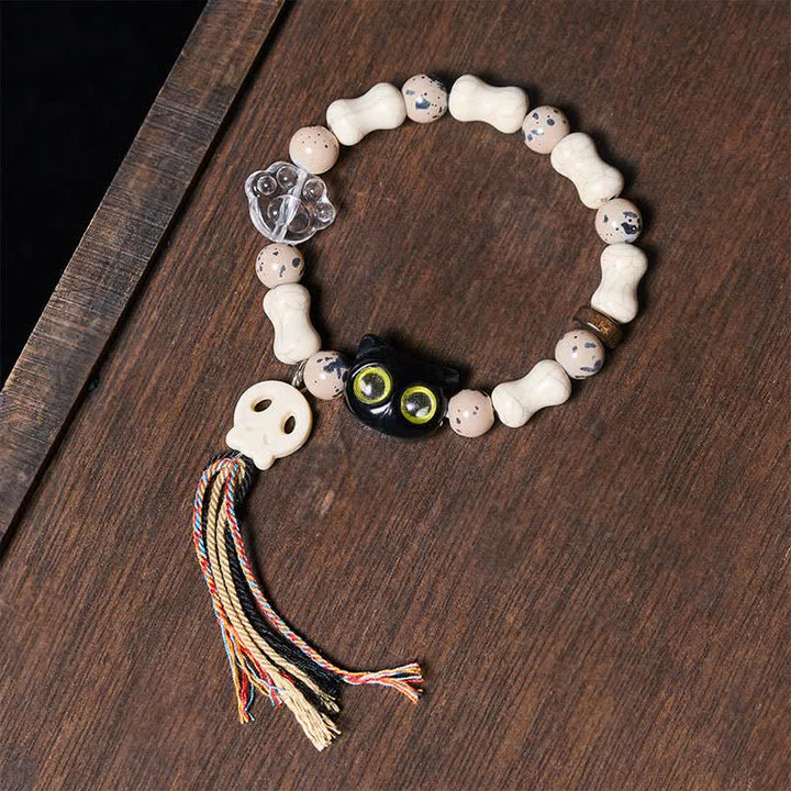 Buddha Stones Bransoletka z motywem czaszki kota i odwagi - Czaszka (Zmiana ♥ Odwaga) - image 0