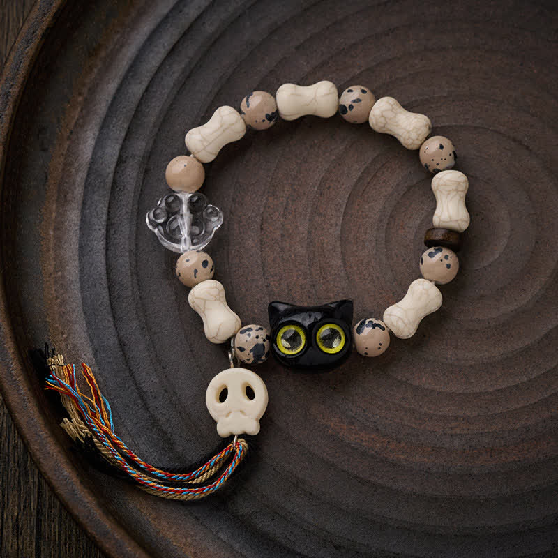 Buddha Stones Bransoletka z motywem czaszki kota i odwagi - image 1