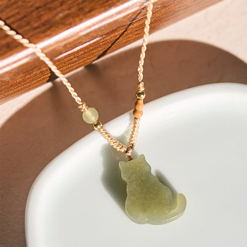 Buddha Stones Naszyjnik z wisiorkiem z plecionego sznurka z jadeitu „Obfitość” - image 1