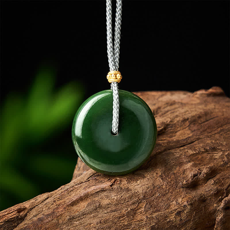 Buddha Stones Naszyjnik z naturalnym cyjanowym jadeitem i klamrą pokoju, z wisiorkiem i liną - Naturalny cyjanowy jadeit (kolor może się różnić) - image 0