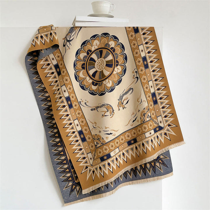 Buddha Stones Szal boho z frędzlami i mandalą w stylu wiosenno-jesiennym - Peru - 185*65 cm - image 4