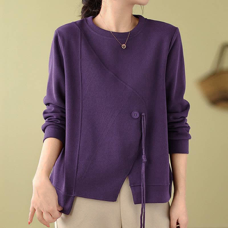 Buddha Stones Jesienno-zimowa minimalistyczna bluza damska z okrągłym dekoltem i ściągaczem - RebeccaPurple - US12, UK/AU16, EU44 (2XL) - image 0