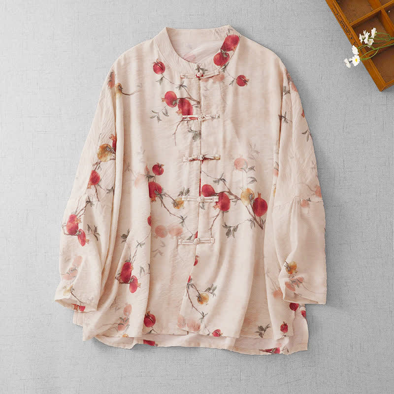 Koszule damskie z długim rękawem w stylu vintage z żabą i Buddha Stones, z nadrukiem w kolorze granatu - Beżowy - US14, UK/AU18, EU46 (2XL) - image 0