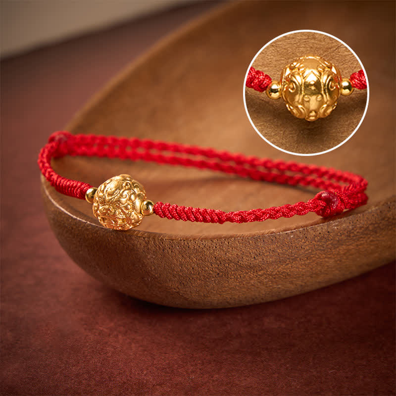 Buddha Stones Miedziana bransoletka Pi Xiu Luck z czerwonego sznurka - Miedziany Pi Xiu (obwód nadgarstka: 16–17 cm) - image 0